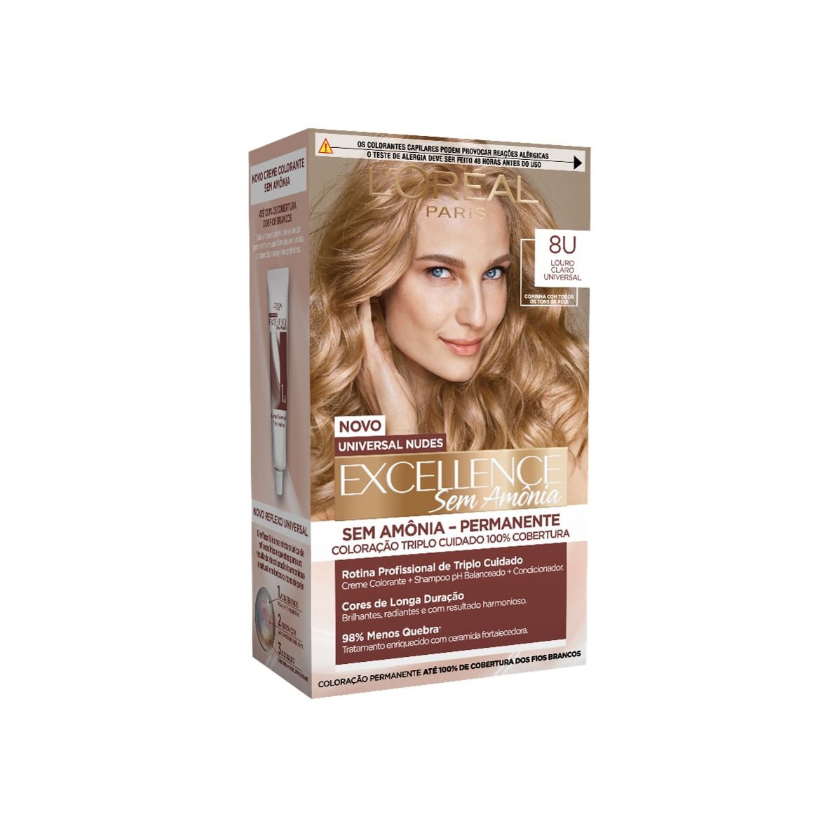 Tintura L'Oréal Imédia excellence Louro Claro Sem Amônia universal 8u
