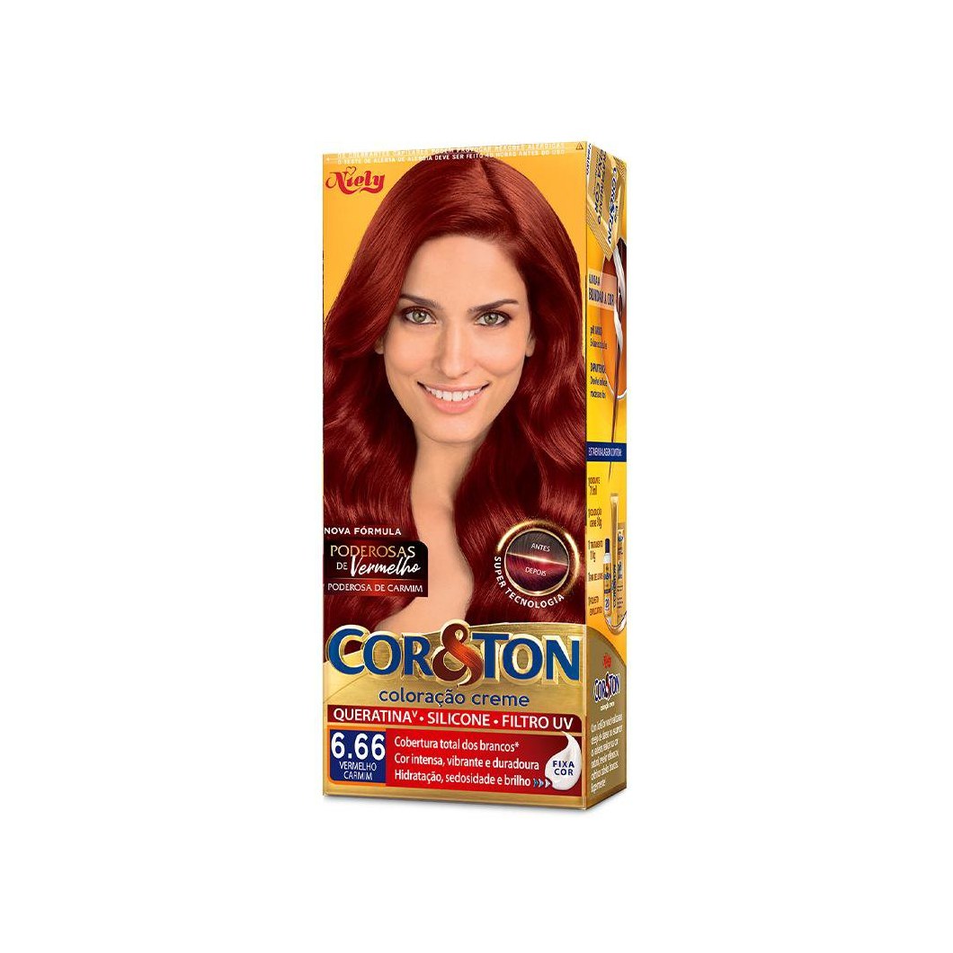 Coloração Niely Cor&Ton Louro Escuro Vermelho 6.66