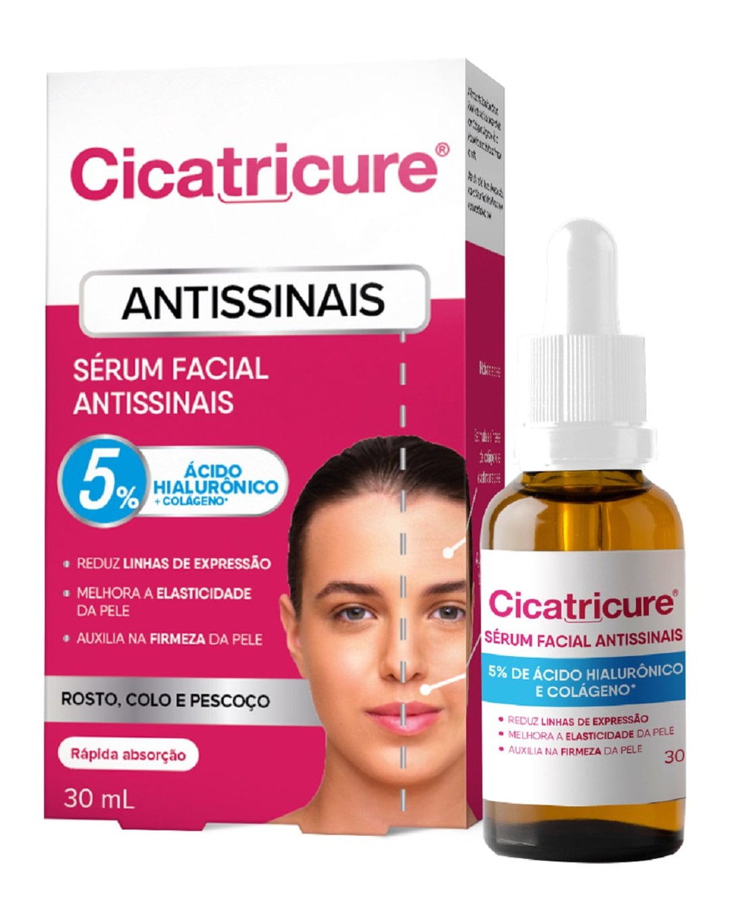 Sérum Facial Cicatricure Antissinais com Ácido Hialurônico e Colágeno 30ml