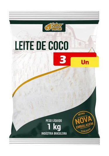 Leite de Coco em Pó Vegano 3 X 1kg Sabor Verde