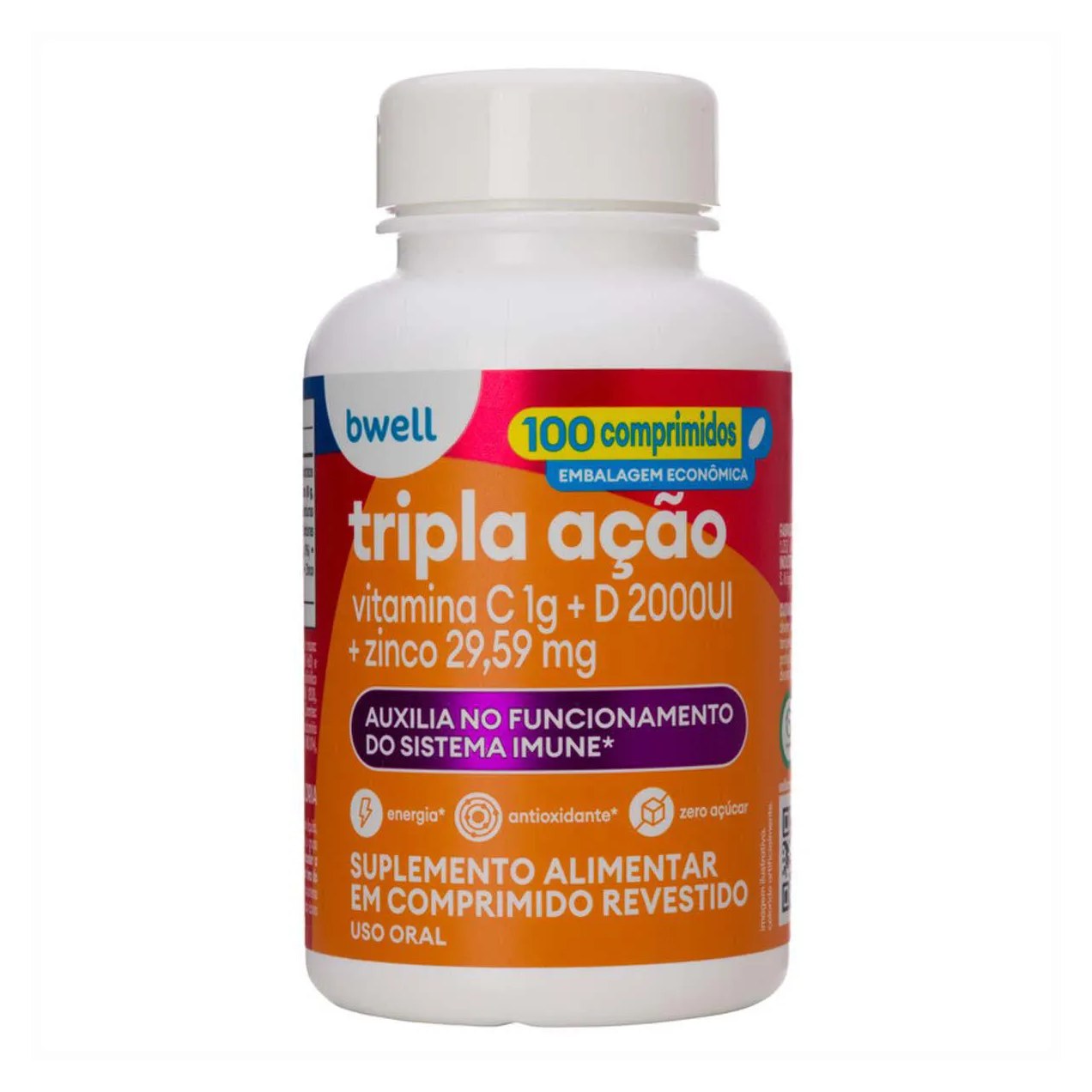 Vitamina C bwell Tripla Ação 100 comprimidos