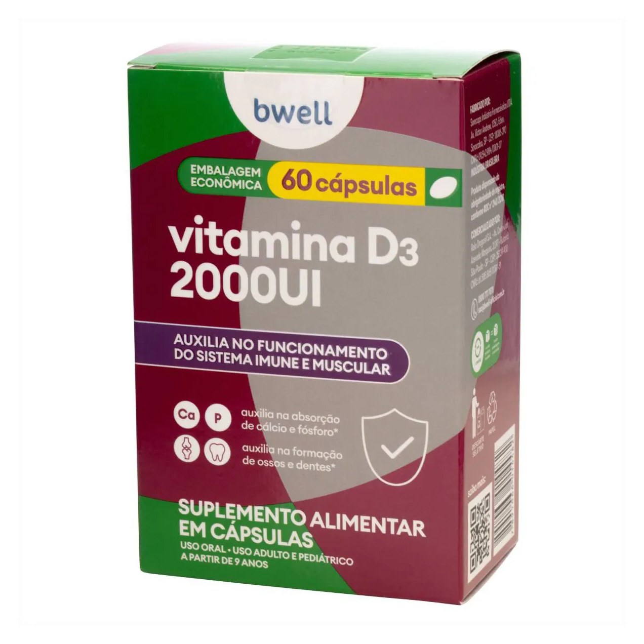 Vitamina D3 2.000UI bwell 60 cápsulas